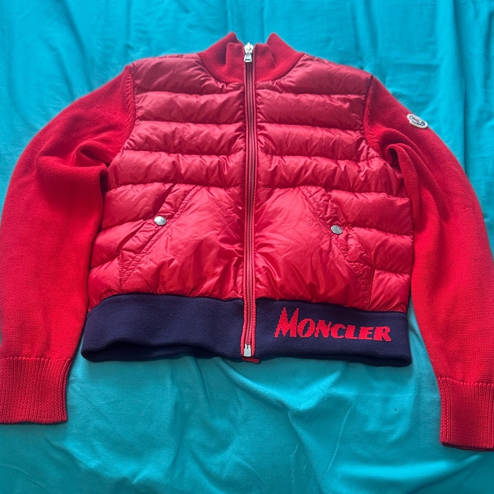 Moncler Red and Blue Quilted cardigan